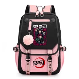 Kids Anime School Backpack Demon Slayer Pattern Casual Daypack for Girls Students Book Bag
