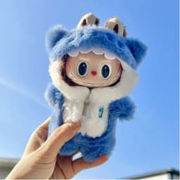 For Labubu Doll Clothing Strap Pants with Mini Headphones and Mini Camera 17cm Clothing Shoes Doll DIY Accessories Training Sit