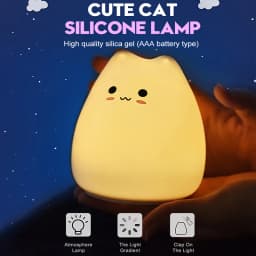 LED Cat Night Light for Kids Soft Silicone Touch Sensor 7 Colors Changing Cartoon Sleeping Lamp for Bedroom Nursery Decoration