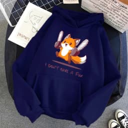 I Don't Give A Fox Cute Animal Kawaii Hoodie Mens Loose Fleece Pullover Hip Hop Hoodies Streetwear Cartoon Women Men Sweatshirts