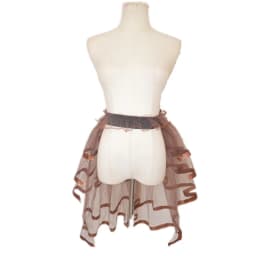 E15F Women's Elastic Waist Layered Long Tulle Skirt Ruffled Mesh Overskirt For Stage Performances Game Wear