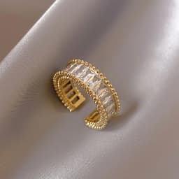2025 New Exquisite Irregular Zircon Gold Color Open Rings Korean Fashion Jewelry For Women's Wedding Party Luxury Accessories