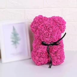 25cm Artificial Rose Teddy Bear with Gift Box, Romantic Valentine's Day Gift for Women, Ideal for Anniversary & Wedding