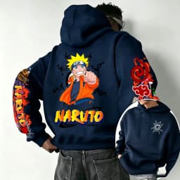 Naruto 2026 Spring and Autumn New Cartoon Anime Harajuku Y2K Street Fashion Couple Hooded Sweatshirt