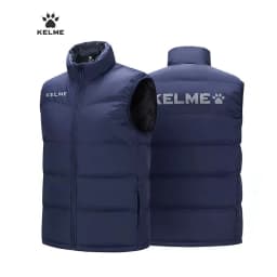 KELME Men Winter Down Vest Sport Training Lightweight Waterproof Outwear Short Stand Collar Casual Coat Windproof Warm Jacket