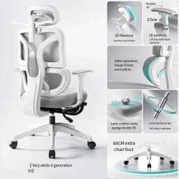 3D Lumbar Support Swivel Desk Adjustable Seat Christmas Office Ergonomic Chair Mesh Liftable E-sports Aluminium Foot Gaming