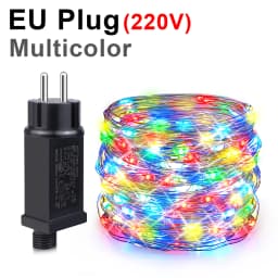EU Power Supply LED Copper Wire Fairy Lights String 10/20/30/50M Holiday Party Home Decoration Lamp For Christmas Garden Decor