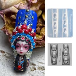 DIY Cute Small Doll Face Shaped Manicure Patterns Mould Handmade Women Nail Decoration Silicone Mold Nail Art Template Tool