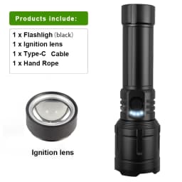 Flashlight Lighter & Power Bank Combo,Rechargeable,Zoomable Super Bright Beam,5 Modes Flashlight for Outdoor Camping Emergency