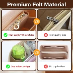 Felt Organizer Insert Compatible with Longchamp Le Pliage Large Handbags, Felt Longchamp Organizer Insert with Cup Holder