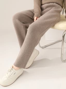 Women's Wool Pencil Pants Autumn Winter Office Lady Style Threaded Elastic Waist Trousers 100% Merino Wool Knitted Thicken Pants
