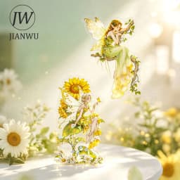 JIANWU Vintage Flower Elf Character Landscape Material Collage Scrapbooking PET Sticker Creative DIY Journal Stationery