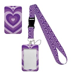 Simple Marble Heart Rainbow Card Holder with Buckle Lovely Hanging Rope ID Pass Hang Accessories Holder Lanyard Passr Case