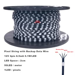 12V 4pin WS2815 Seed Pixel Light 4 Wires with Backup Data Wire Individually Addressable RGB Dreamcolor Christmas Fairy Lights