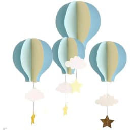 8/4 Pcs Pastel Blue Large Size Hot Air Balloon Garland Decor Paper Cloud Hot Air Balloon Hanging Birthday Baby Shower Decoration