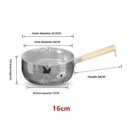【S】Stainless Steel Soup Pot Snow Pot Flat Bottom Non-Stick Wok Solid Wood Handle With Hook Stew Pot Milk Pot Kitchen Cookware