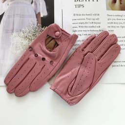 Thin Women's Sheepskin Driver Gloves Summer Breathable Snap Button Colored Genuine Leather Gloves