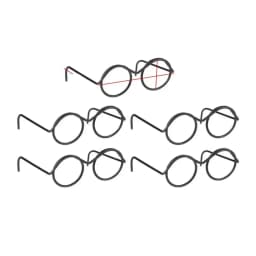 5PCS Black Frame Miniature Doll Eyewear Miniature Metal Metal Round Doll Glasses Toys Decoration Round Frame Doll Mini Glasses