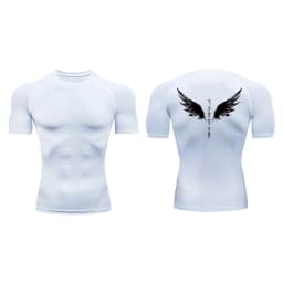 Yin Yang Sword Print Short Sleeve Compression Shirts for Men Summer Athletic Quick Dry T-shirts Gym Workout Running Tees Tops