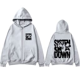 90s Alternative Metal Rock Band System of A Down Graphic Zipper Hoodie Men Women Casual Oversized Zip Up Jacket Man Vintage Coat