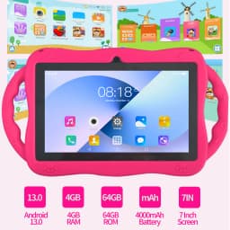 7.0 Inch WiFi Kids Tablet with Cartoon Pattern 64GB ROM Android 13 Google Certified Learning Education Games