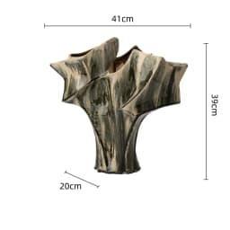 Red Irregular Geometric Vase Abstract Ceramic Handicraft Floral Arrangement Flower Vase Flowerpot Home Decoration Accessories