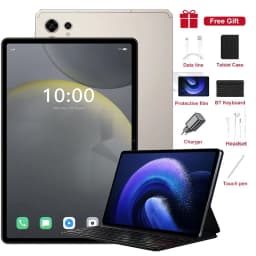 CHOTOG Pad 7s Pro Tablet Android 10000mah Battery Tablets 10.1inch HD Tablet PC Global Version Face Recognition 5G Dual SIM GPS Bluetooth for Kids Tabs with Keyboard