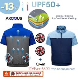 12V/5V USB Men Summer Half Sleeve Air Conditioning Clothes Fan Cooling Jacket High Temperature Outdoor Fishing Wear