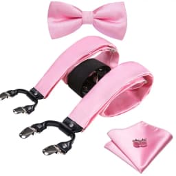 Burgundy Black White  Mens Suspender Adjustable 6 Clips Jacquard Braces Bowtie Hanky Cufflinks Set Silver Gold