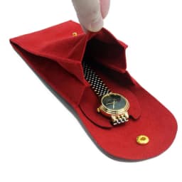 Portable Watch Bag Gift Shock-proof Press Button Short Velvet Snap Design Jewelry Box Watch Packing Pouch