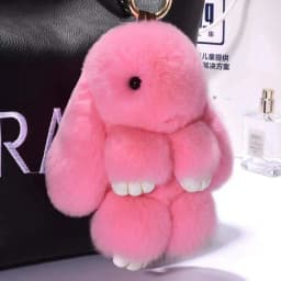 Fluffy Rabbit Pompon Bunny Keychain For Women Bag Car Key Chain Cute Rabbit Key Ring On Bag Car Trinket Pendant Gift