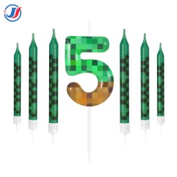 7Pcs Retro Pixel Birthday Cake Candles Topper for Pixel Theme Party Anniversary Party Video Game Party Supplies for Boys Girls