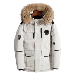 Men's Down Jackets Big Real Fur Collar Warm Parka -30 Degrees Men Casual 90% White Duck Down Coats Winter Snow Thicken Overcoat