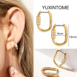 Pave Micro Crystal North Star Hoop Earrings Punk 925 Sterling Silver Ear Needle Twist Gold Earrings For Women Minimalist Jewelry