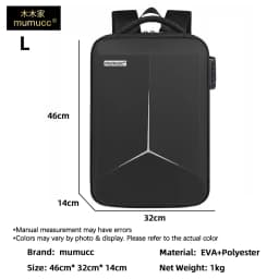 MUMUCC Hard EVA Shell Laptop Backpack Shockproof USB Type C Charging Anti Theft Password Lock Travel Backpack with Luggage Strap