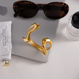 Uworld Minimalist Line Double Layered Hollow Asymmetric Wave Bracelet 18K PVD Plated High Quality Texture Charm Jewelry