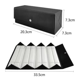 Portable Foldable Jewelry Storage Box Black Leather Outer and White Leather Inner Jewelry Box Rings Necklace Pendant Container