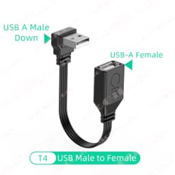 USB Extension Cable Elbow 90 Degree Angle Soft Silicone Flat Cable USB A Male to Female Extension Adapter Cable for Laptop Phone