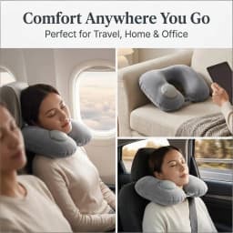 Portable Self Inflating Travel Neck Pillow Ergonomic U Shaped Air Cushion Soft Skin-Friendly Velvet Pillow for Flight Road Trip