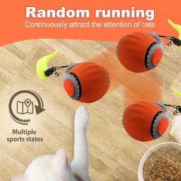 Interactive Cat Toy Ball Automatic Rolling Pet Toy USB Rechargeable Jumping Ball with Wagging Tail Smart Suitable For Cats Puppy