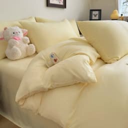 Ins Style Solid Color Duvet Cover Set Washed Cotton Bedclothes Comforter Cover Pillowcase Soft Bedding Sets Quilt Covers 220x240