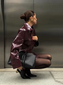 Solid PU Leather Women's Jacket Mini Skirt Set Lapel Neck Full Sleeve Double Breasted Coat Suit 2025 Autumn Stylish Edgy Outfit