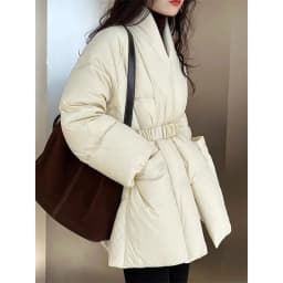 Gentle Style Temperament Versatile Lace up Design Sense Long Sleeved Cotton Jacket Women 2025 Winter New Light Mature Style Top