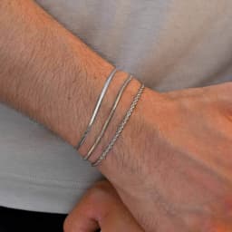 3pcs Men Thin Chain Bracelet,Never Fade Silver Color Twist Chain Wristband,Stylish Punk Jewelry Gift for Husband Father Son