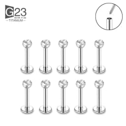 10pcs G23 Titanium Labret Piercing 16G Lip Ring Crystal Lip Piercing Tragus Earring Cartilage Stud Body Pircing Jewelry