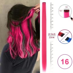 VEYDA Colored Party Highlights Clip in Hair Extensions for Girls 22 Inches Omber Colors Straight Hair Synthetic Hairpieces