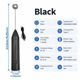 MINI Coffee Frother USB Rechargeable 3 Speeds Foam Maker Coffee Milk Mixer Electric Handle Blender Egg Beater Hot Cooking Tools
