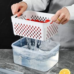 6pcs/set Large Capacity Fruit Storage Containers for Fridge with Removable Colander,Keep Berry Fruit Fresh Longer