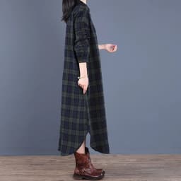 Johnature Spring Retro Plaid Pockets Turn-down Collar Long Sleeve Dresses 2025 New Loose Leisure Single Breasted Women Dress