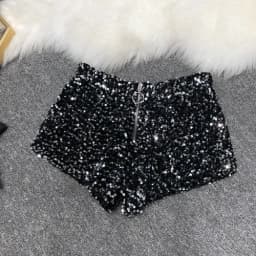 Whole Body The New 2023 Sparkling Sequins Shorts Women Short Zipper Nightclub Woman Slim Fit for Silver and Black Sexy Shorts